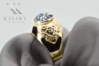 Pierścionek Cyrkonia 14k żółte złoto Vintage unikatowe vrc078y